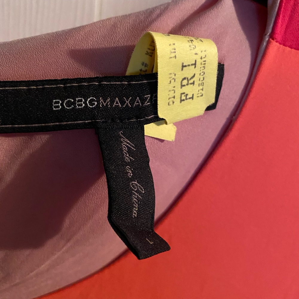 BCBGMaxAzria Orange and Beige Colorblock Maxi Dress - Picture 2 of 6